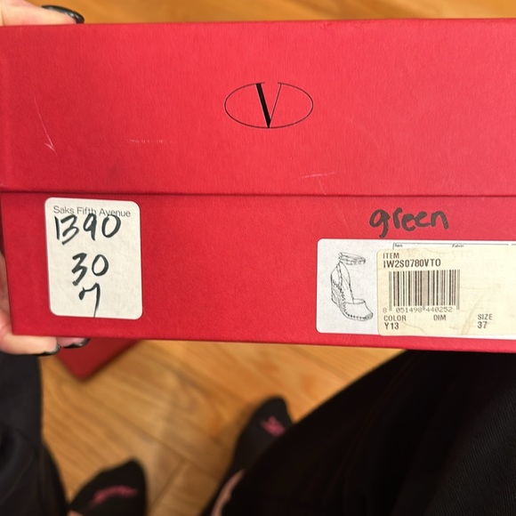 Valentino espadrilles khaki green rockstud, pink interior size 37 worn once - Picture 4 of 4